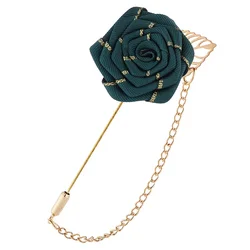 Green Rose Flower Brooch Blazer Suit Lapel Best Men Party Boutonniere Charm Brooch Jewelry Clothes Accessory 4 5 6pcs Wholesale