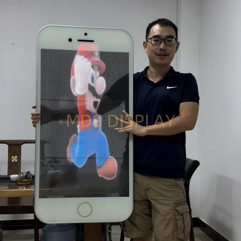 

MDS iPhone Transparent LED Display Screen P3.91 Indoor Retail Commercial Advertise High Transparency Portable easy to Operate