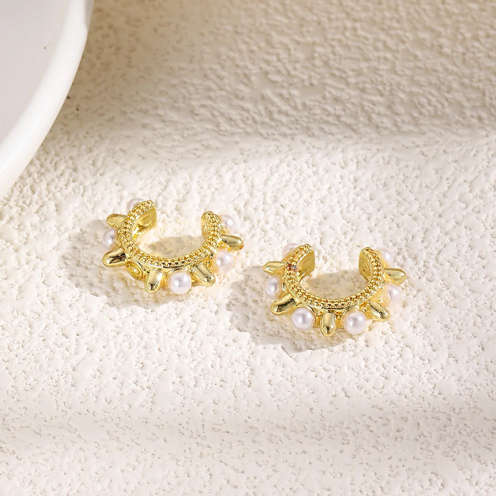 BenS C Shape Ear Cuff Brass 18k Gold plated Ear Clips Simple No Pierced earrings for women fashion Jewelry wholesae E112 image 5