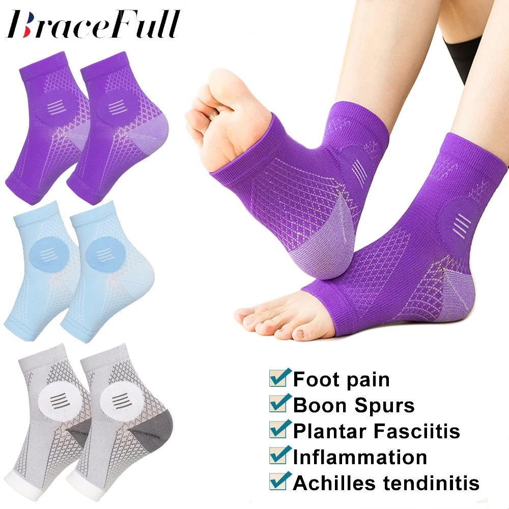 1 Pair Ankle Brace Foot Sports Socks Compression Support Sleeve Elastic Breathable For Injury Recovery Joint Pain Ankle Support