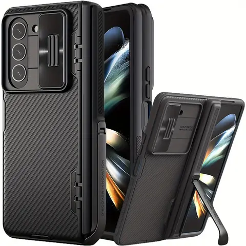 for Samsung Galaxy Z Fold 5 Case with Kickstand, Built-in Slide Camera Cover & Hinge Protection, Shockproof Non-Slip Stand Case