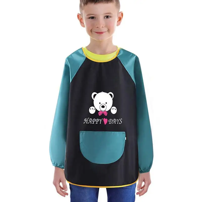 Cartoon Baby Bibs Waterproof Long Sleeve Apron Feeding Smock Bib Kids Apron Painting Drawing Coat For Children