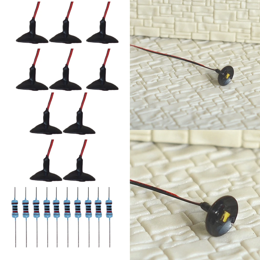 10Pcs OO / HO Scale Street Light Model Wall Lamp Posts Led Ceiling Lamps Black Railway Train Garden Playground Painted Lights