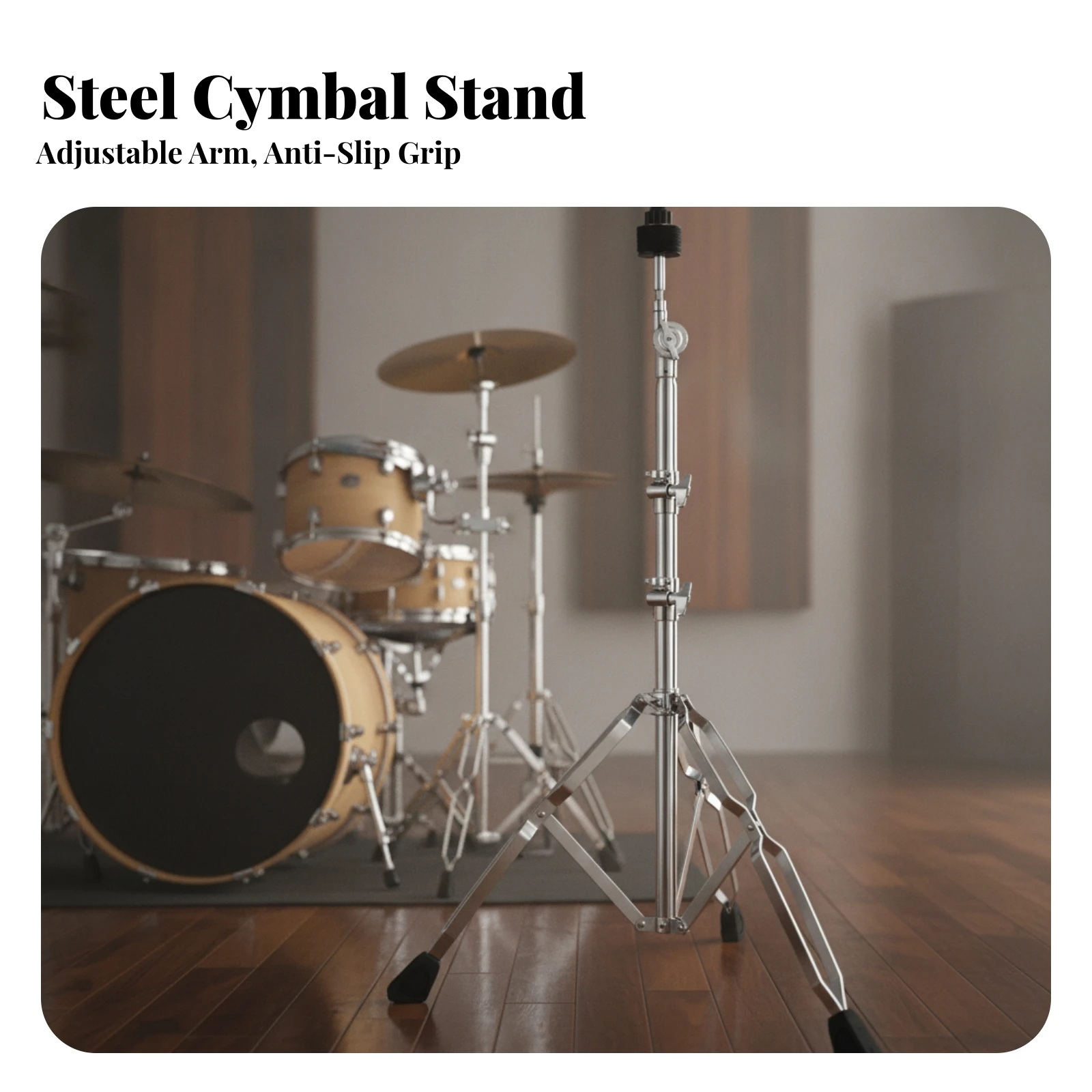 C-500 Cymbal Stand Electroplated Finish straight/angled Cymbal Stand with Rubber Feet Drum Hardware Sturdy Stable for Drummers