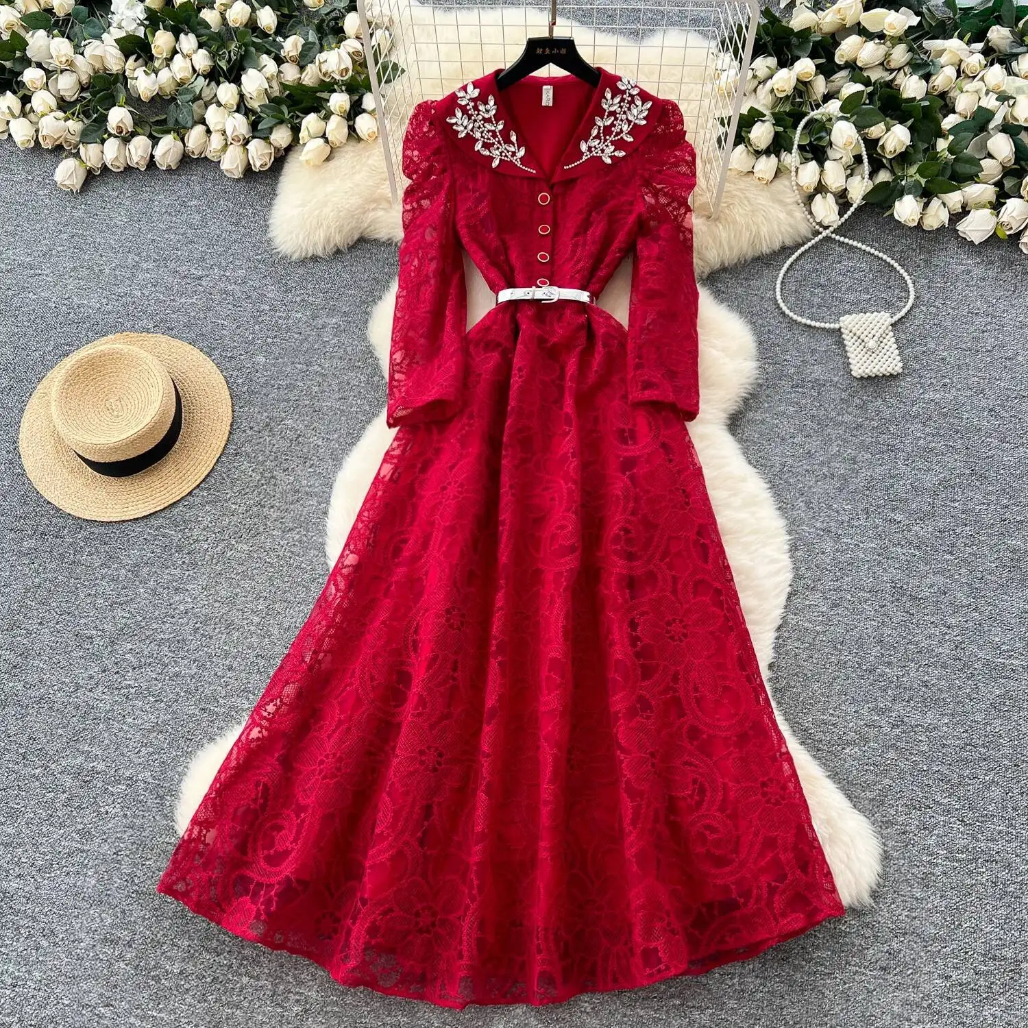 

Шикарный сексуальный горный хрусталь с воротником Питера Пэна и рюшами, сказочный трапециевидный свободный летний женский сарафан в стиле бохо, женская одежда