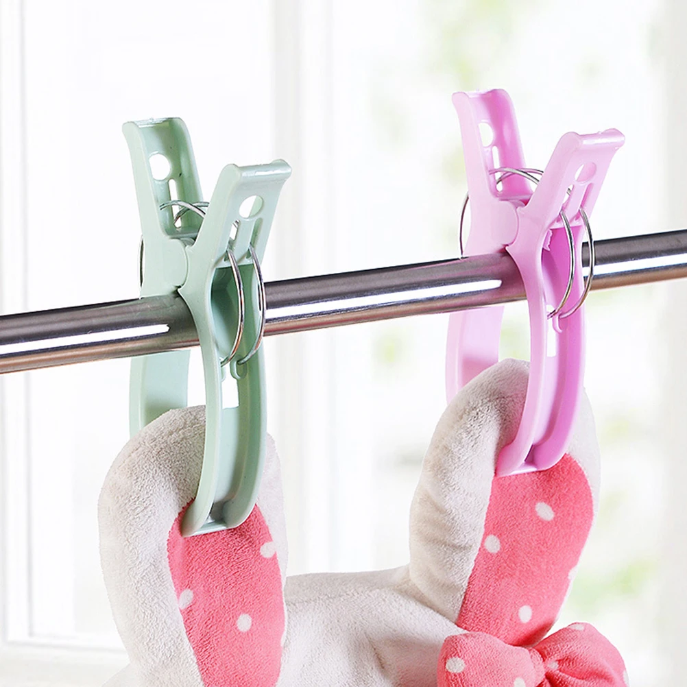 

6pcs Powerful Windproof Clothespins Plastic Large Clothes Peg Quilt Clips For Drying Socks Underwear (Random Color)