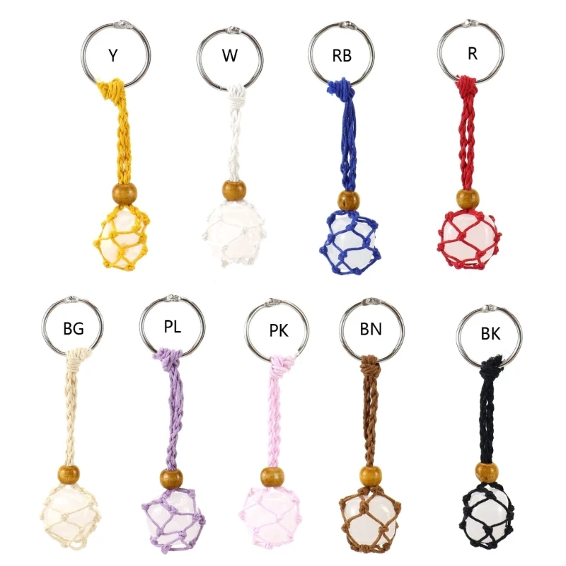 Keychain Cord Empty Stone Holder Keyring Cord Crystal Stone Holder Hanging-Ornaments Keychain Adjustable Bag Charm Decor