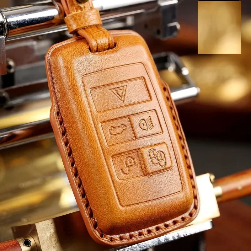 1pc Genuine Leather Car Remote Key Fob Cover Key Case For Land Rover Range Rover Evoque Discovery Sport 5 2018 2019 2020 2021