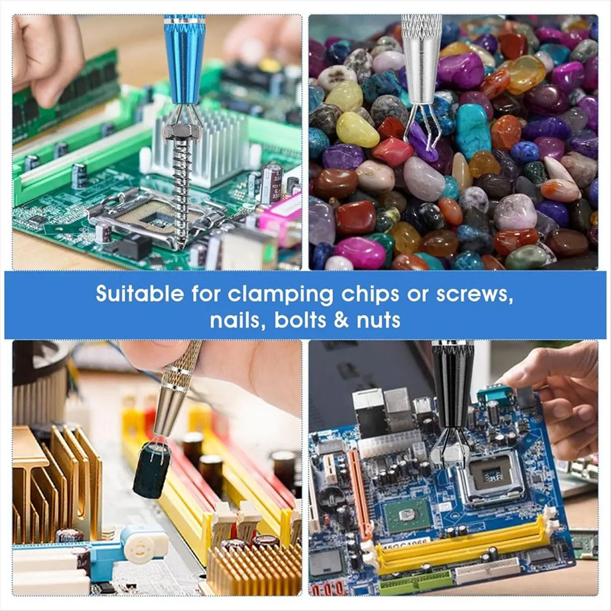 DT38 3Pcs Piercing Ball Grabber Tool Set Jeweler'S Pick Up Tools, 4 Claw Picker for Small Parts Jewelry Making