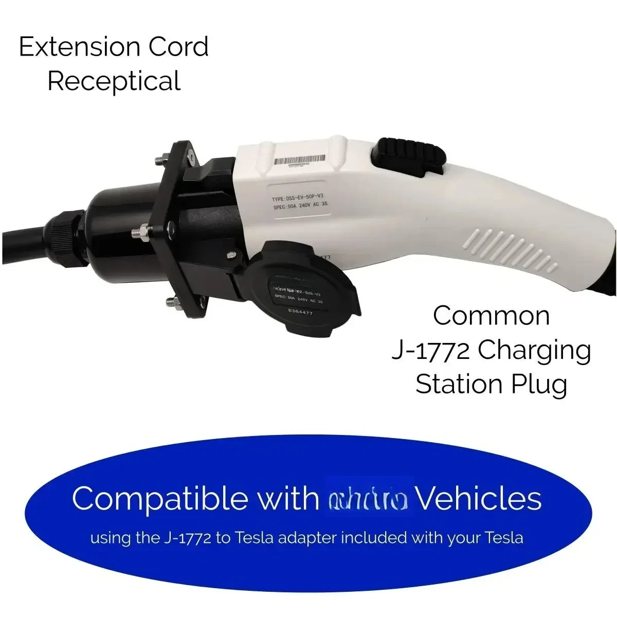

J1772 EV Charger Extension Cable | Flexible Charging Cable Compatible with All J1772 Chargers