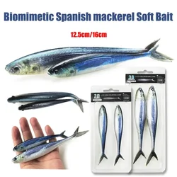 12.5cm/16cm Biomimetic Spanish Mackerel Soft Bait 3D Printed and Coated Sea Fishing Mandarin Fish and Pike LURE 2Pcs/set