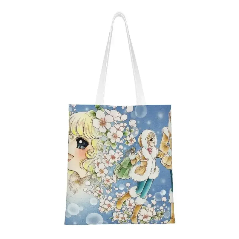 

Mayme Angel Grocery Shopping Bags Print Canvas Shopper Tote Shoulder Bag Large Capacity Portable Candy Candy Anime Manga Handbag