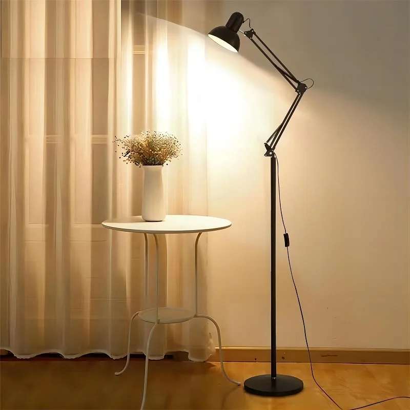 American Long Arm Folding Floor LED Lamp Simple Industrial Wind Fishing Light Living Room Bedroom Study Floor Lamp