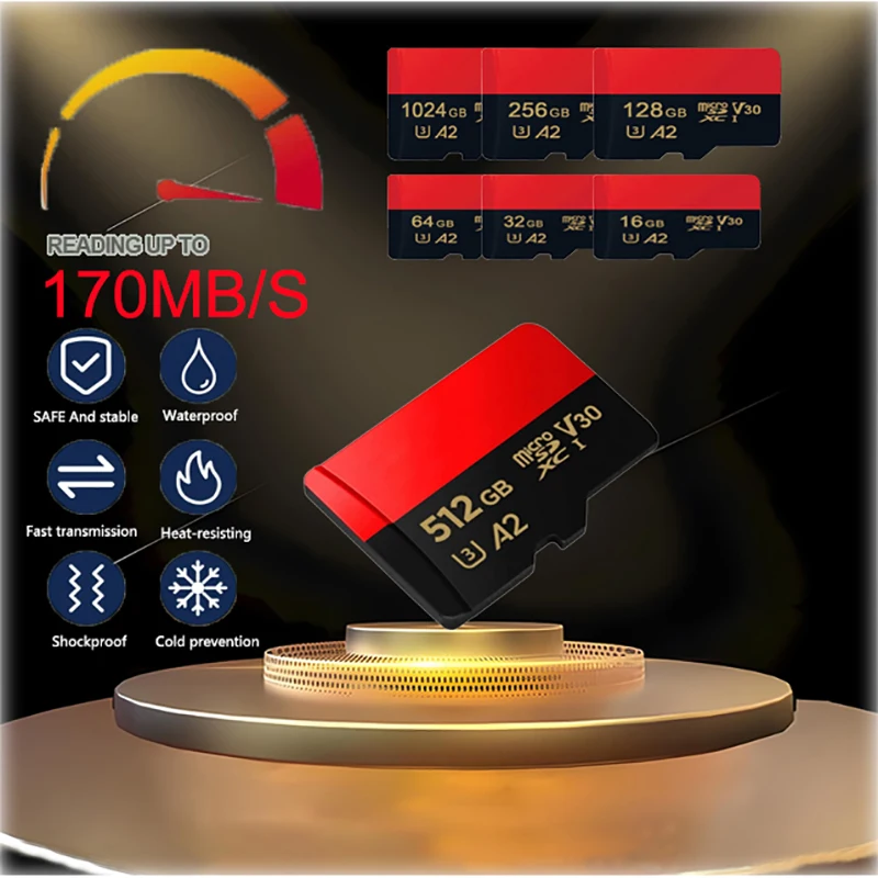 For Samsung High-speed A2 U3 flash Card genuine SD card up to 1024G Mobile Phone Drone Camera 170MB/S red and black memory card