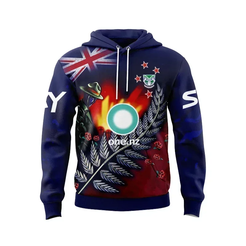 2024 New Zealand Warriors Anzac Hoodie Hat Rugby Jersey - Mens Size: S-5XL （Print Custom Name Number）