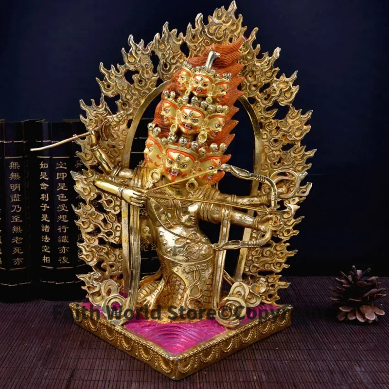 wholesale buddha statue # 32 CM # HOME Talisman efficacious Protection # Tibetan Buddhism Rahula Gilding brass statue