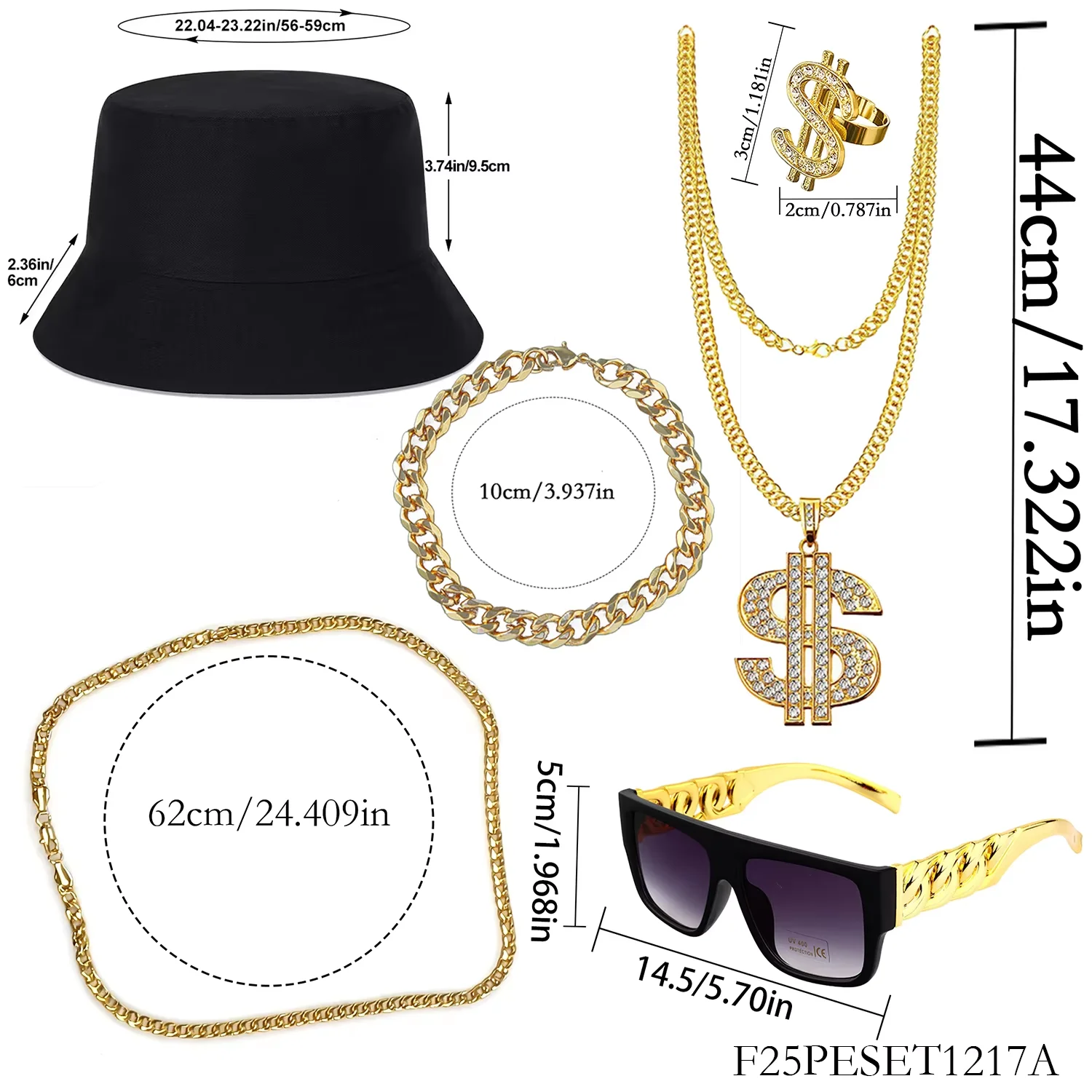 PESENAR Conjunto de ropa y vestido de mujer, conjunto de ropa de hip-hop, accesorios de rapero de los años 90