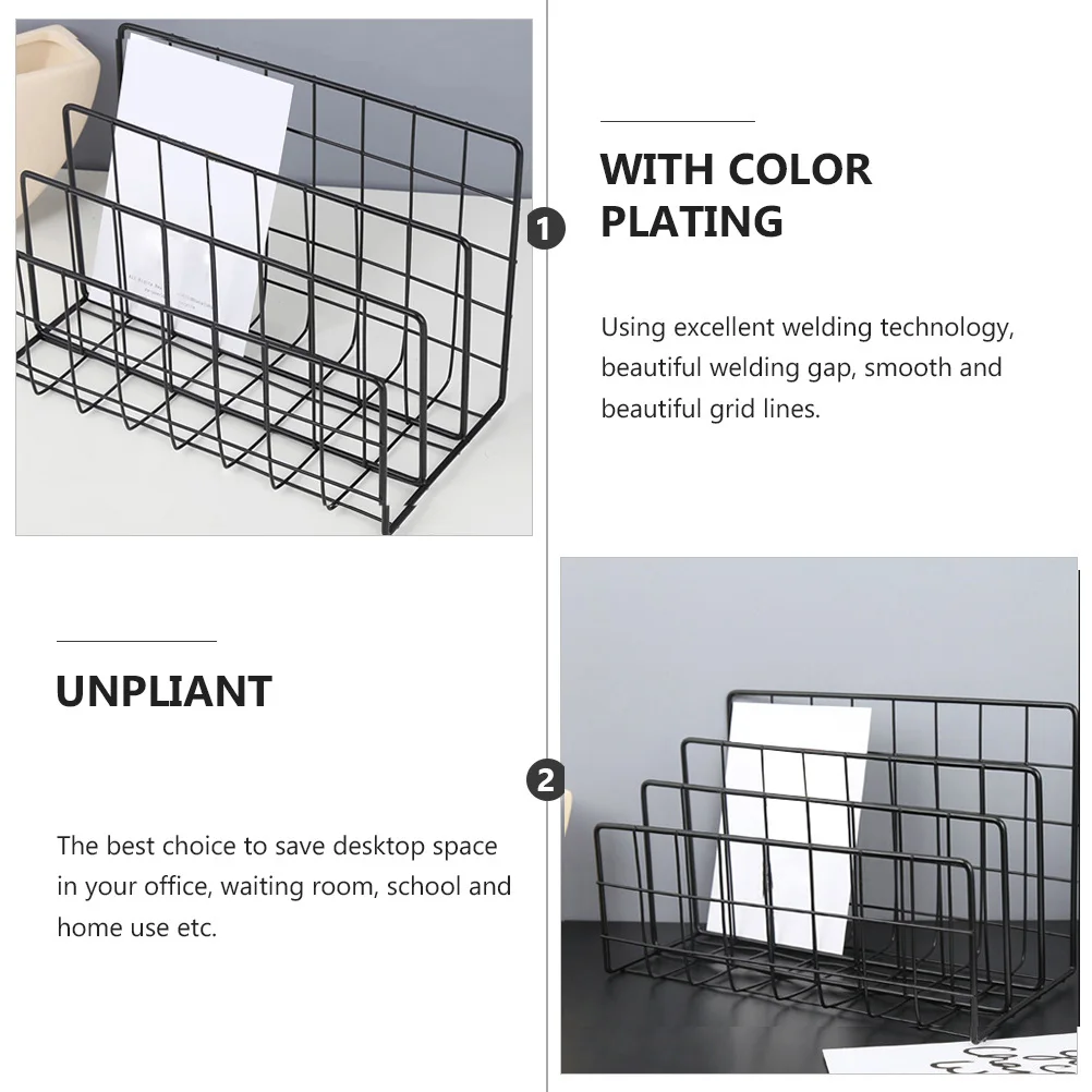 Multipurpose 3 Compartment Mail Manager Iron Shelving Office Supplies Magazine ganizer Easy Clean