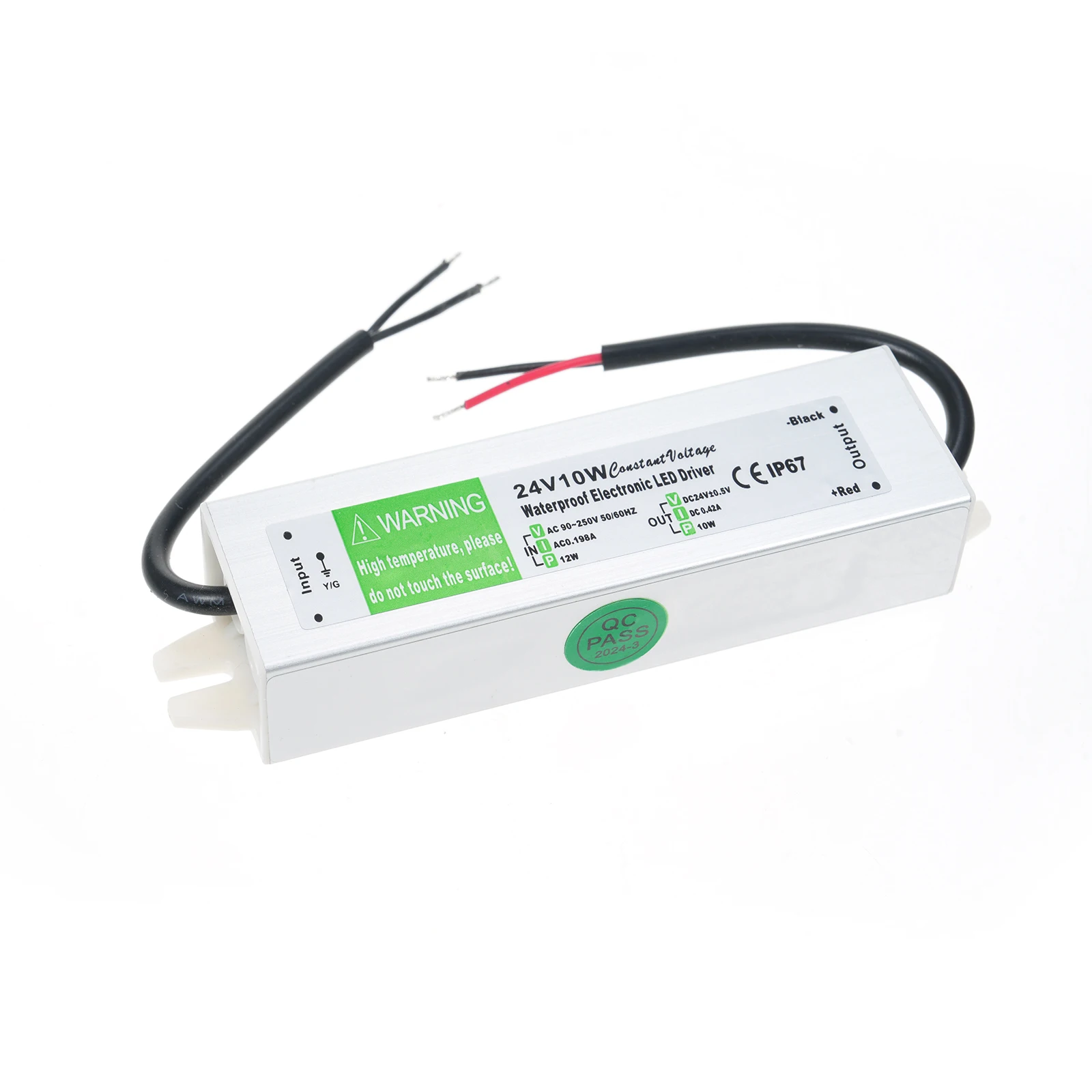 IP67 Waterproof LED Driver Switch Power Supply Transformer Adapter AC90V-250V to DC24V 10W Constant Voltage Output for LED Strip