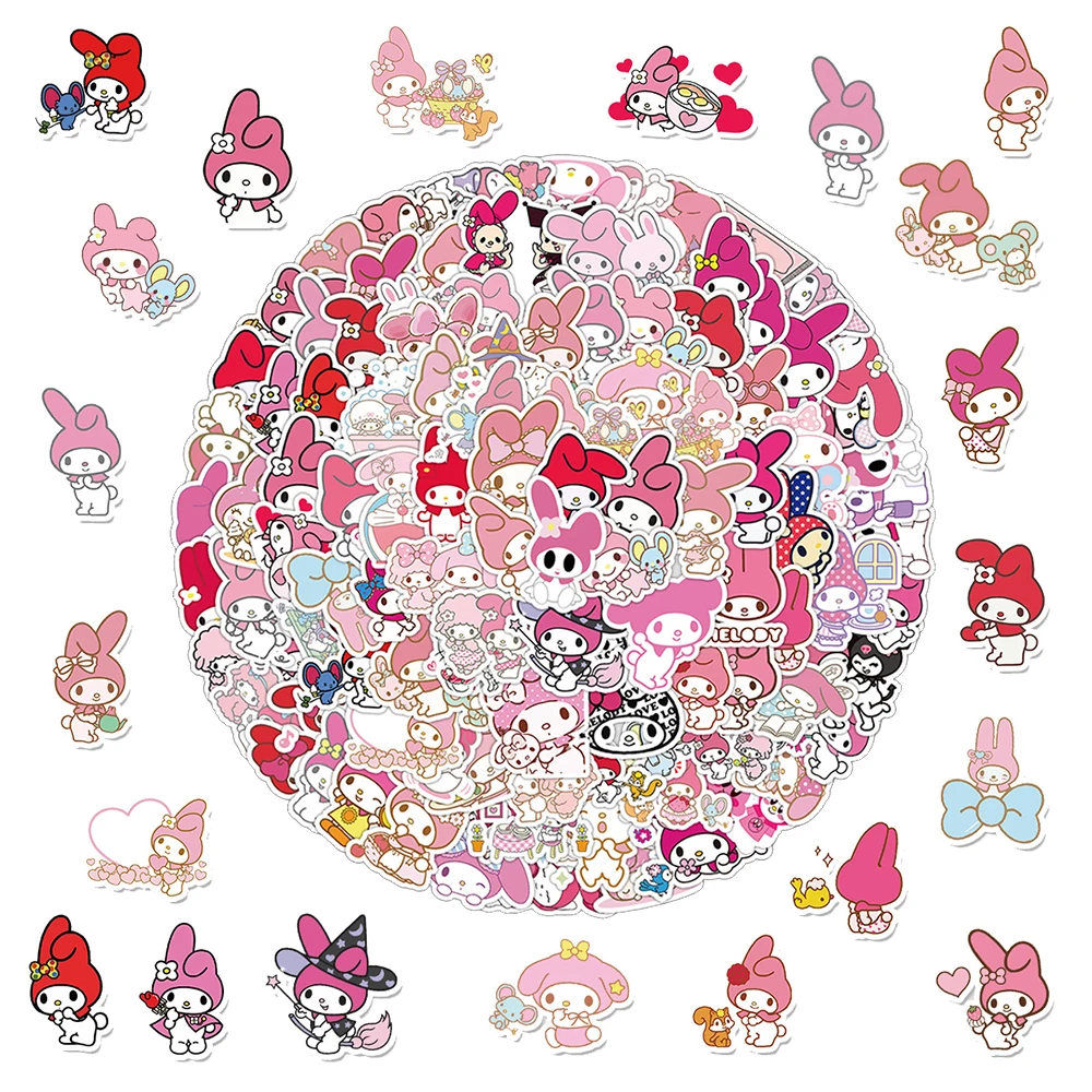 Bonito Sanrio Anime Adesivos, Decalques Brinquedos, DIY Laptop, Notebook, Telefone, Decoração Kawaii, Atacado, Minha Melodia, 10 Pcs, 30 Pcs, 50 Pcs, 100Pcs