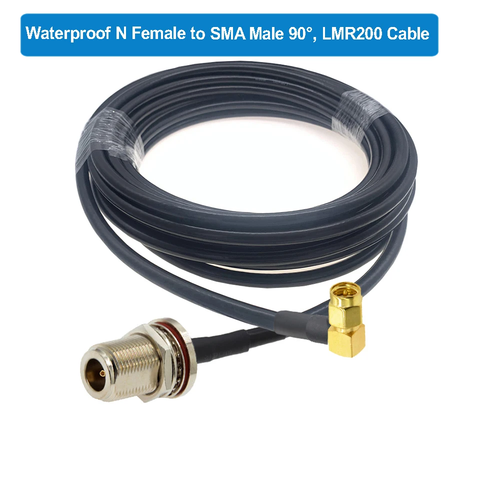 LMR200 SMA-Stecker auf N-Stecker, rechtwinkliger Koaxialkabel-Jumper mit geringem Verlust für 4G LTE Wireless Router Gateway Cellular ADS-B Radio