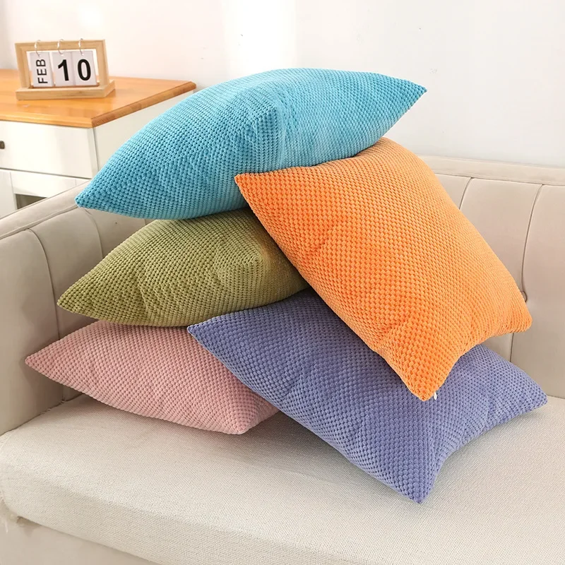 Solid Color Bean Velvet Waist Protection Pillow Cover Nordic Style Sofa Pillow Living Room Cushion Cover Cojines Decorativos