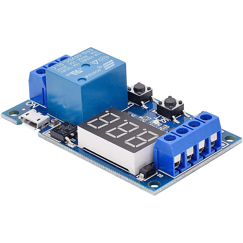 DC 6-30V Timer Relay Programmable Delay Relay Module Cycle Timer with LED Display / 5V Micro USB, Smart Home Controller