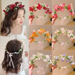 Diadema con flores para niña y bebé, accesorios de fotografía, aros para el pelo, guirnaldas de flores