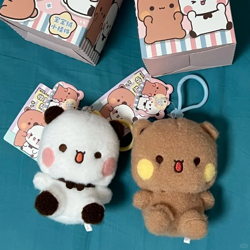 12 سنتيمتر حقيقية الباندا Bubu و Yier رائعتين الدببة الضخمة قلادة لطيف لينة على ظهره معلقة المفاتيح تحصيل لعبة هدية عيد ميلاد