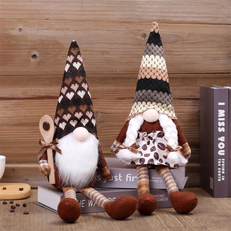 Coffee Chef Gnome Plush Gnome Bonecas Ornamento Decoração Artesanato para Casa Cozinha Coffee Bar Decoração Suprimentos Christams Decoração 6 Tipo