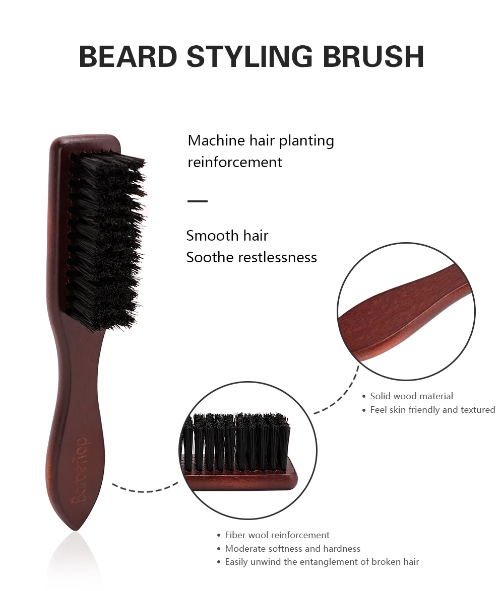 Barbertop Männer Bart Pinsel Wooded Griff Weiche Haar Reinigung Pinsel Gebrochenes Haar Entfernen Kamm Friseur Neck Duster Barber Tools – Detail 6
