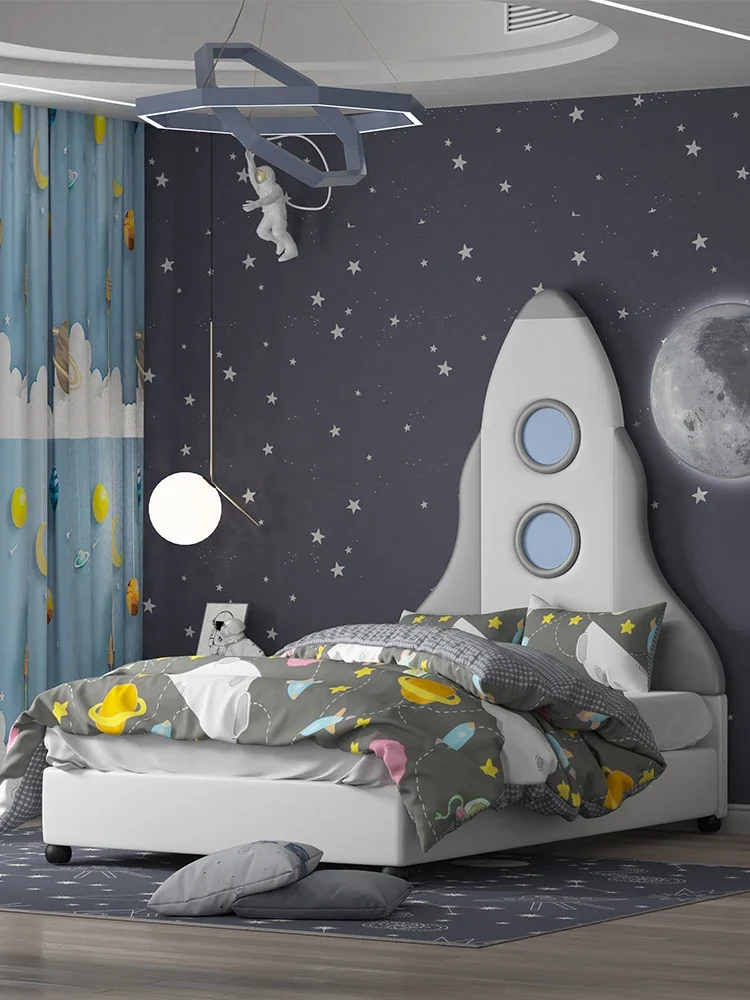 

Spaceship bed children's bed boy single 1.5 meters princess light luxury modern simple girl astronaut rocket bed