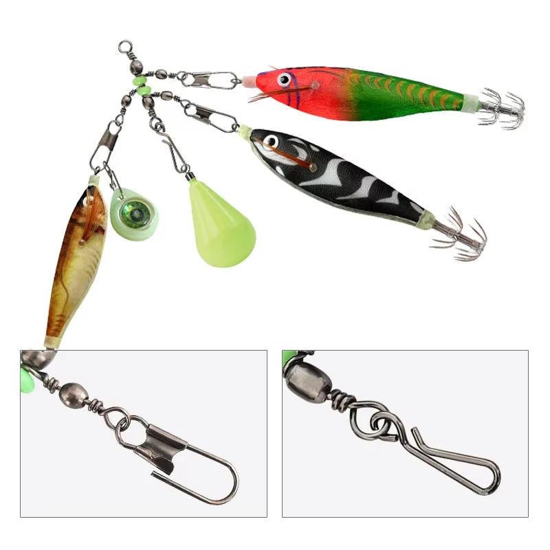 

Wood Shrimp Hook Accessories Luminous Fishing Pin Connector Hard Bait With Interlock Snap Fishing Swivels Snap Tackle Multihead