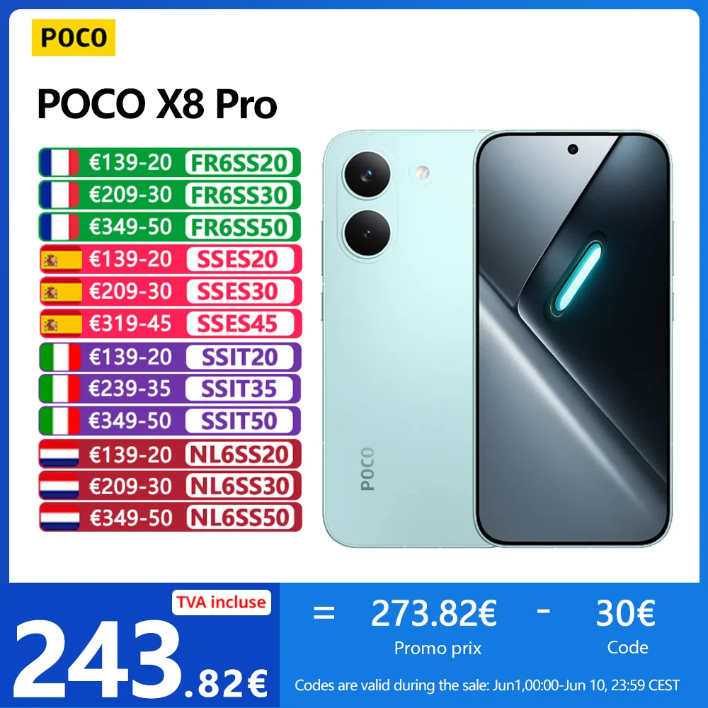 POCO X8 Pro 5G, NFC, Dimensity 8500-Ultra, 6.59 pulgadas,120 Hz, cámara de 50 MP, 6500 mAh, resistencia IP68 al polvo y al agua