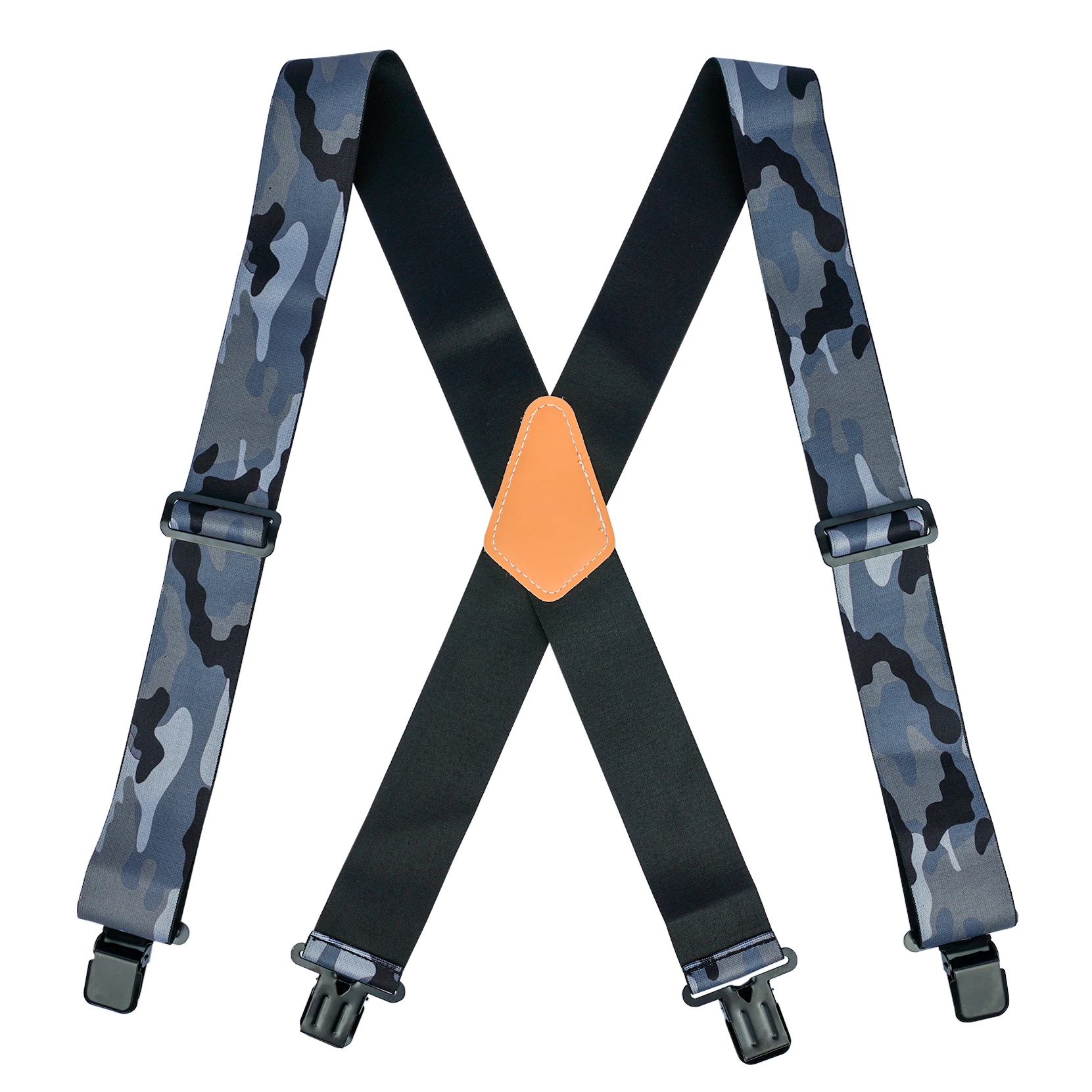 Melo Stoere Mannen Bretels Volledig Elastische 2 Inch Breed X Back Heavy Duty Tradesperson 'S Broek Jarretel Zwart Camo