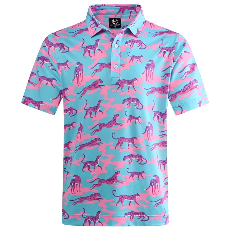 Vintage Tropical Flowers Print Men Polo Shirt Romantic Street Hawaii Style Short Sleeve Polo Shirts Summer Vacation Leisure Top