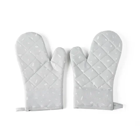 

2pcs Microwave Glove Houshold Non-slip Cotton BBQ Oven Mitts Baking Gloves Heat Resistant Kitchen Potholders Silicone Oven Mitts