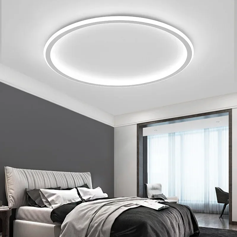 Nordic Minimalist โคมไฟเพดาน LED สําหรับห้องนอนห้องนั่งเล่นทางเดิน Study Room ระเบียงวงกลมรีโมทคอนโทรลโคมไฟระย้า