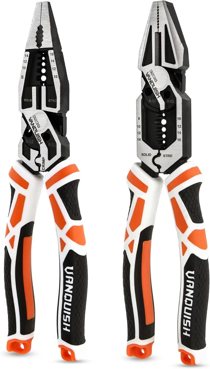 

Набор из 2-х усиленных плоскогубцев, 8 дюймов, многофункциональные, для электромонтажных работ и с длинными губками, с кусачками/обжимным инструментом/стриппером