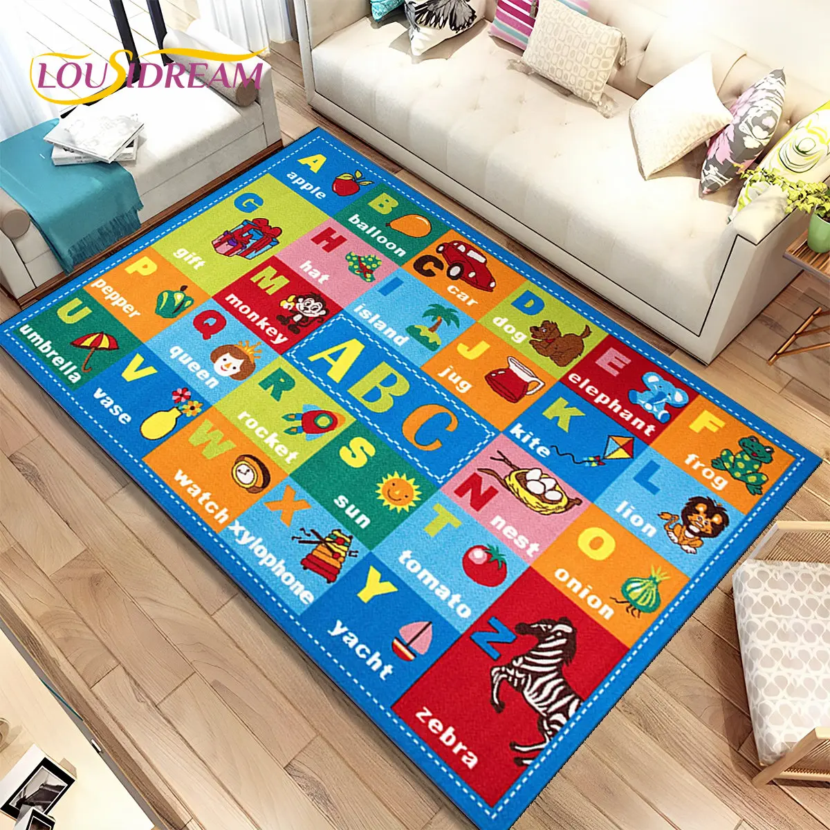 

ABC Cartoon Kids Playroom Alphabet Children Crawling Early Education Area Rug,Carpet for Living Room Bedroom Sofa,Non-slip Mat