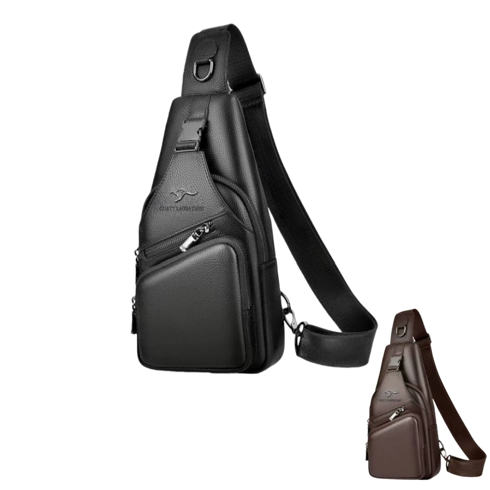 

1 piece Men's Chest Bag, Black/Brown, Men's Crossbody Bag, Casual Shoulder Bag, Men's Backpack, PU Leather