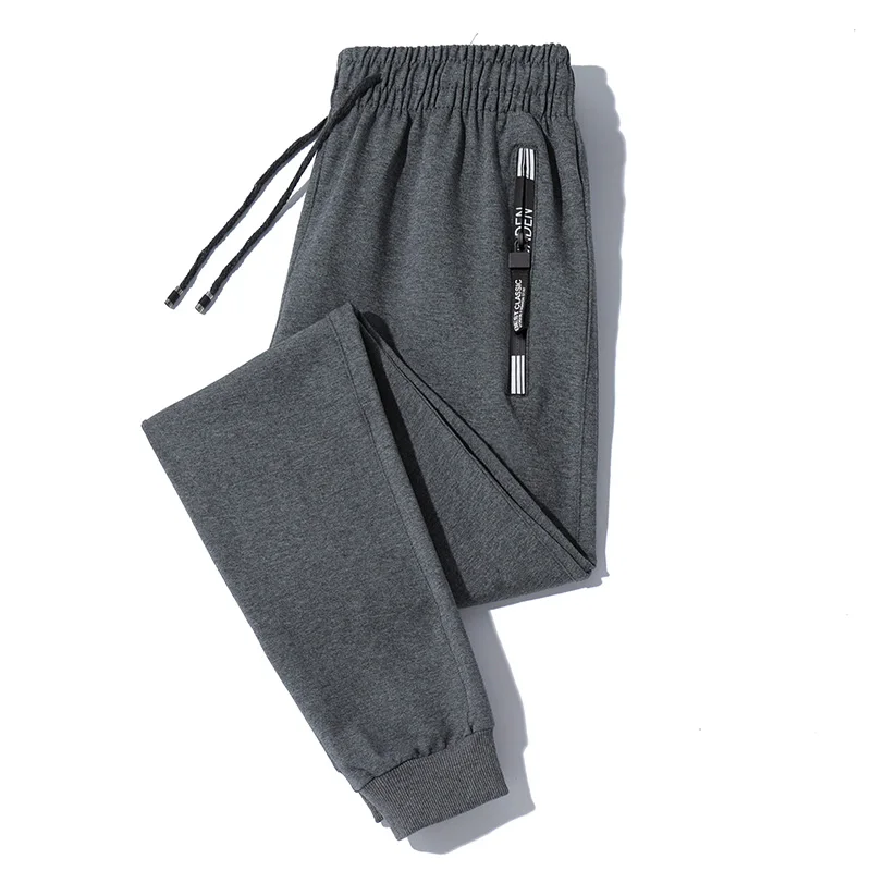 Autumn Winter Men's Elastic High Waist Solid Screw Thread Printing Drawstring Pockets Casual Harlan Trousers Loose Fashion Pants