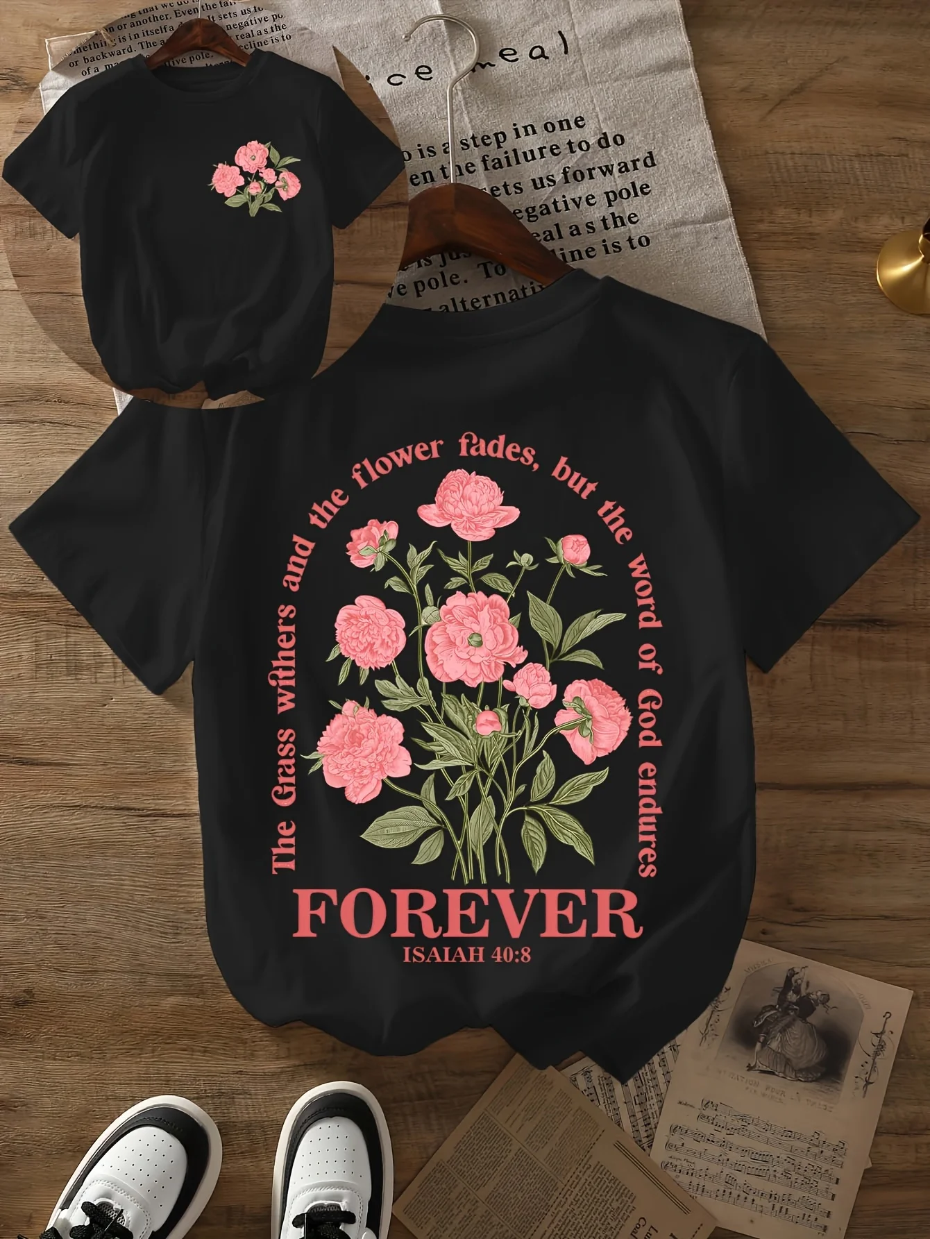 Ropa de manga corta de verano y primavera para mujer, camiseta con estampado de versículo bíblico, Tops informales de manga corta con cuello redondo