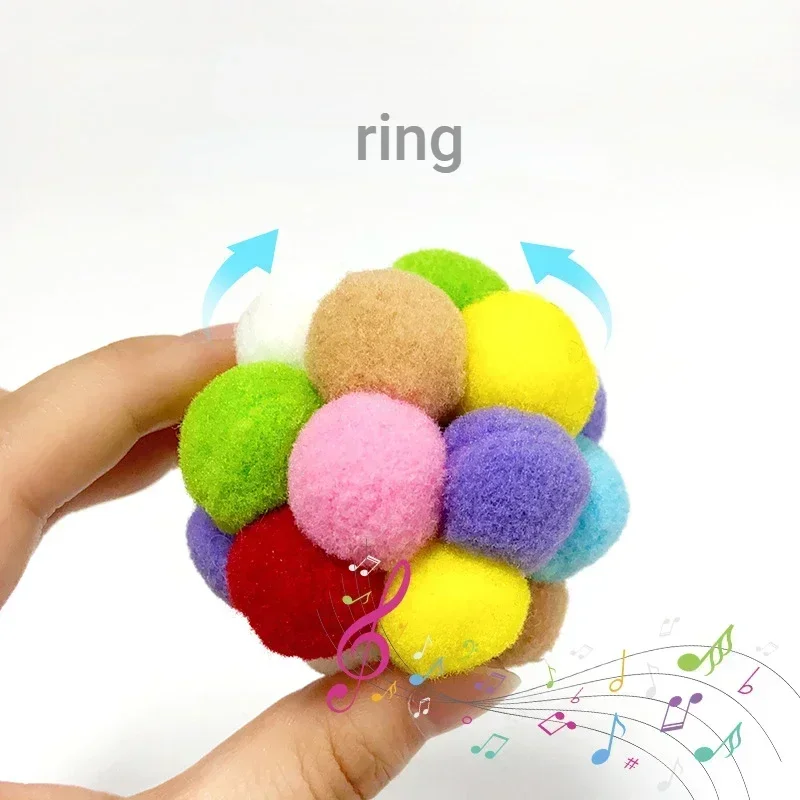 1pcs Colorful Cat Ball Toys Squeak Bell Self Entertainment Pet Dog Cat Supplies Training Kit Interactive Chewing Plush Toys