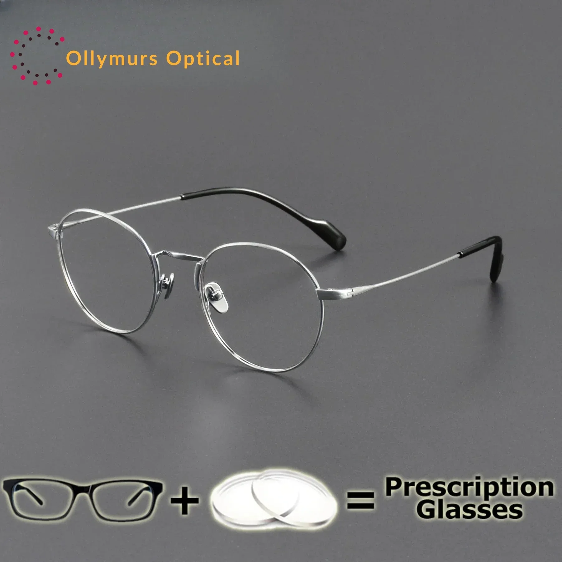 

Очки Ollymurs по рецепту врача, мужские круглые модные очки из чистого титана, винтажная оправа, прогрессивные мультифокальные линзы с переходным эффектом