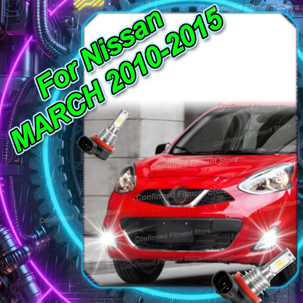 

2 шт., авто освещение, светодиодные передние противотуманные фары, аксессуары для Nissan MIRCH 2010 2011 2012 2013 2014 2015