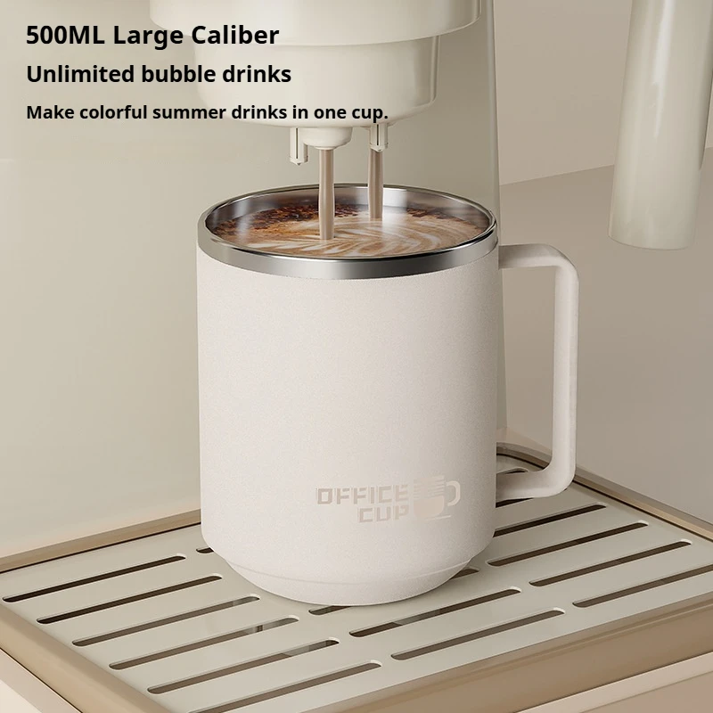 كوب قهوة معزول بجدار مزدوج من الفولاذ المقاوم للصدأ سعة 480 مل مع مقبض يحافظ على كوب حراري بارد وسرارة كوب شرب مانع للتسرب