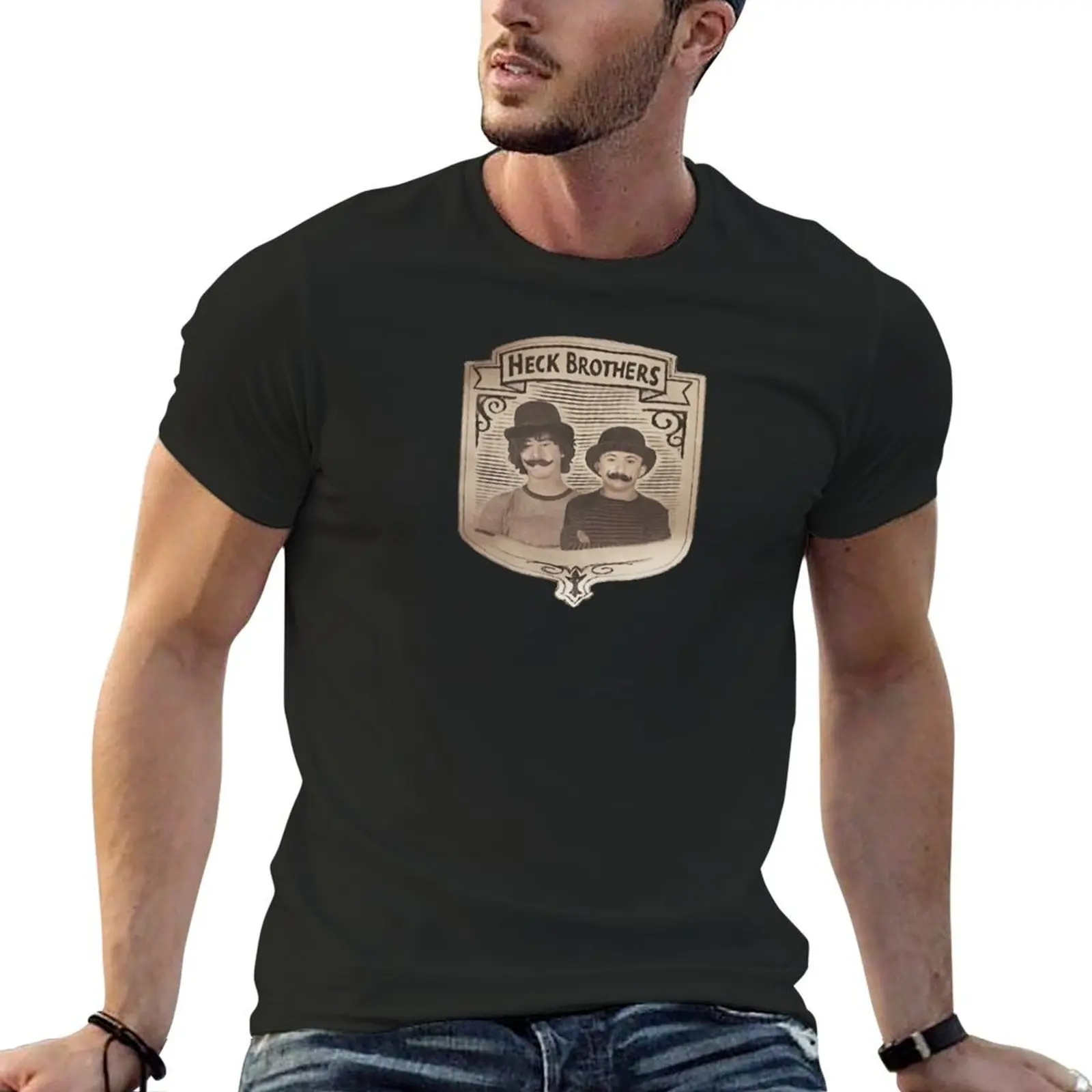 the middle: heck brothers old-timey bbq sauce! T-Shirt blanks tops t shirt men