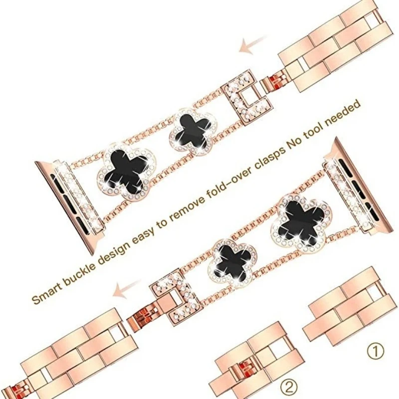 حزام معدني لساعة أبل SE10 42 مللي متر 46 مللي متر SE سلسلة لامعة الماس رصع حزام ساعة اليد لملحقات سلسلة iwatch SE