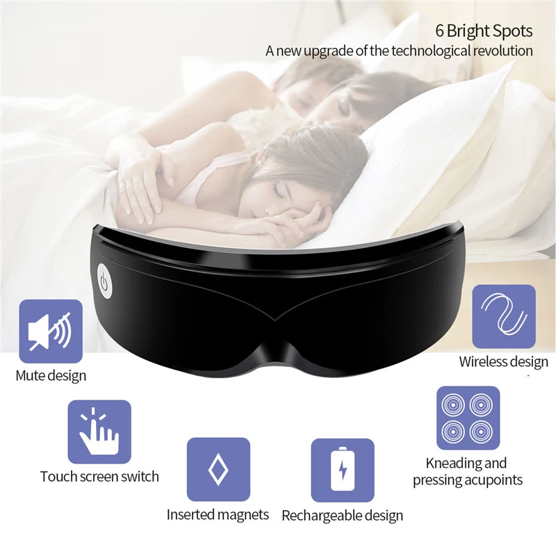 Smart eye soothing massager USB wireless charging magnetic needle therapy vibration improving eyesight eye massager view 6